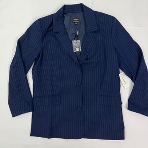 NWT Anthropologie Bardot Striped Blazer Casual Jacket Size 6 Navy Pinstripe